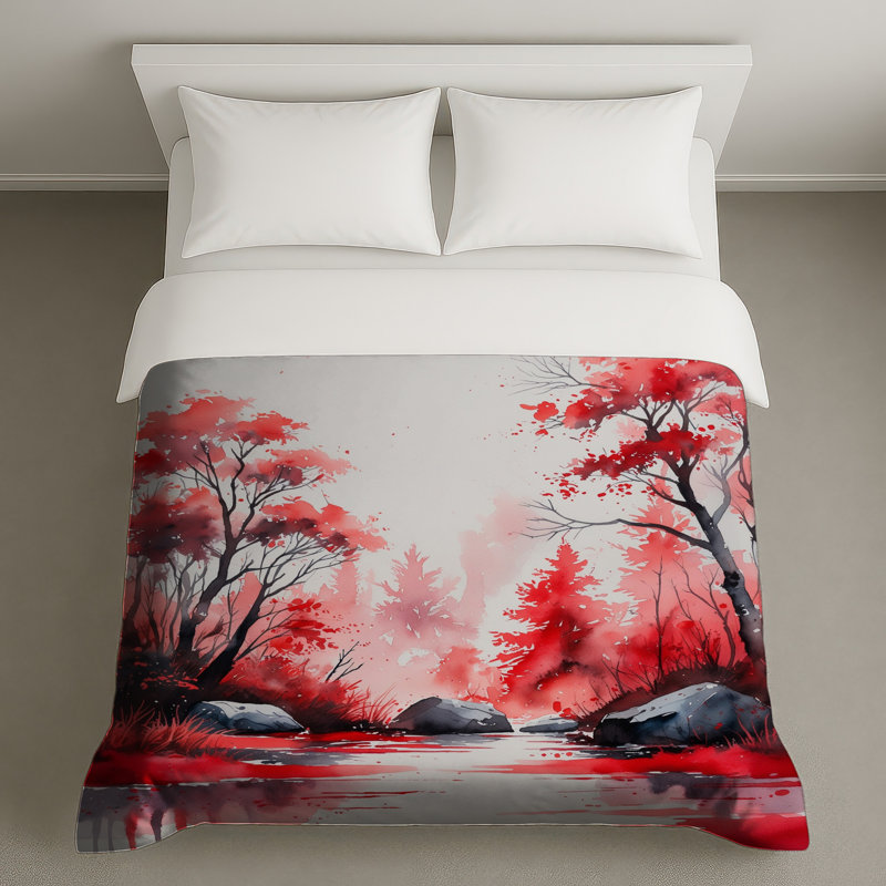 Housses de couette Red Autumn Forest, Grand lit