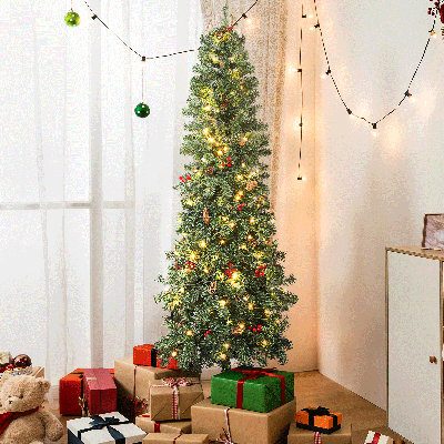 Artificial Pencil Christmas Tree Xmas Decoration With PVC Branch Tips And Pine Cones