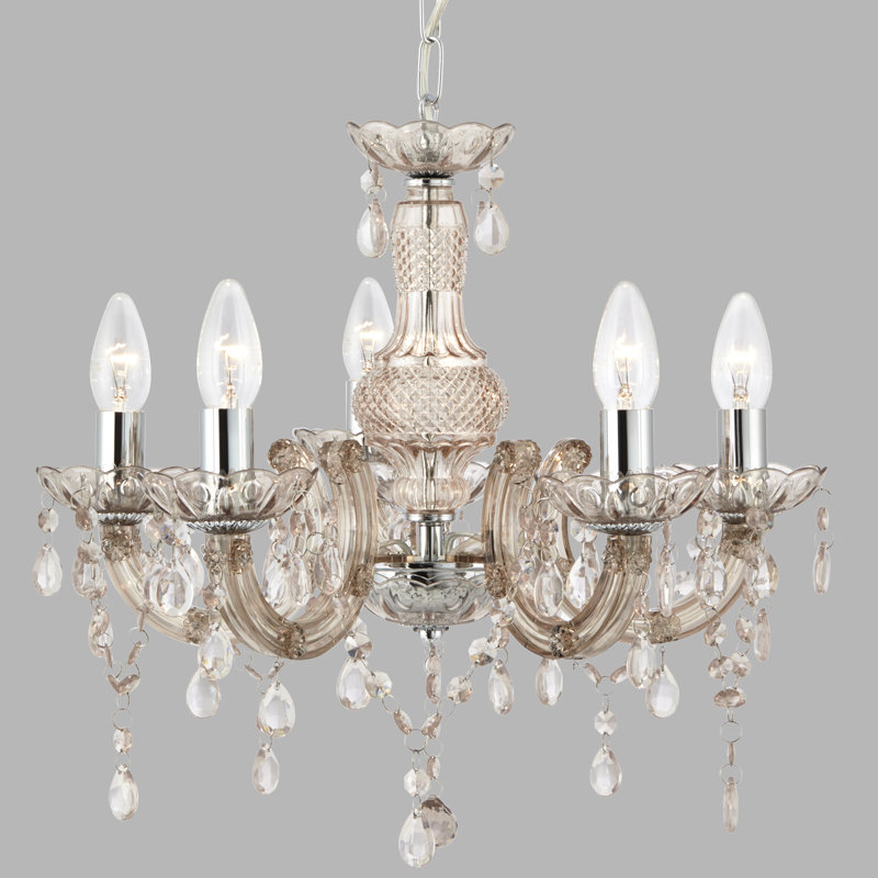 Kelly 5 - Light Candle Style Chandelier, Mink