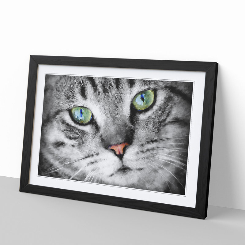 Portrait of a Cat Vol.2 - Picture Frame Painting, Black Framed, 27cm H x 36cm W x 2cm D