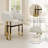 White Boucle Upholstered Barrel Dining Room Chairs Armchair With Polished Gols Legs-105009807