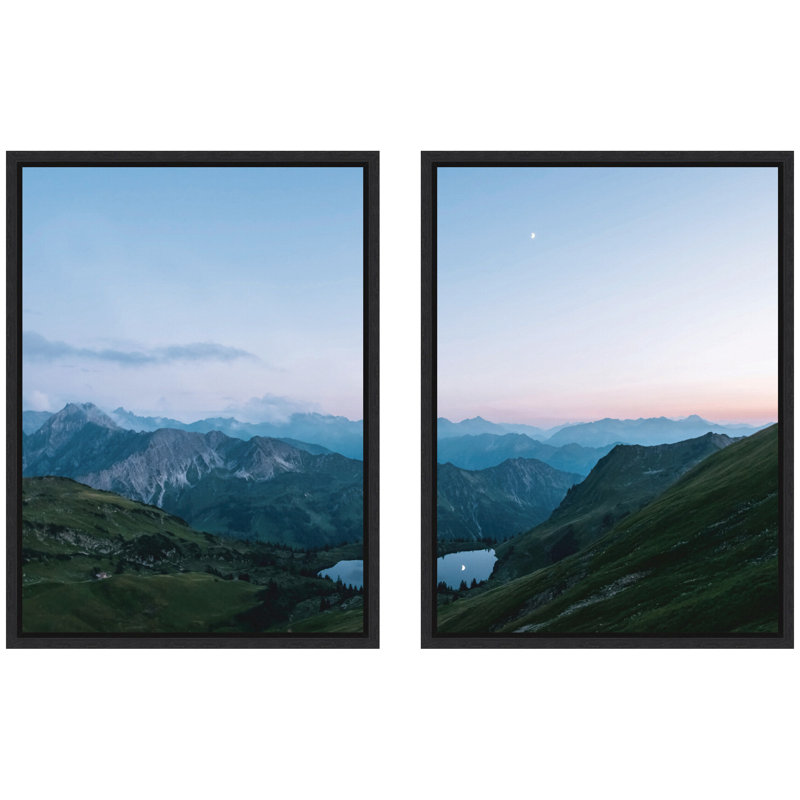 «Moonrise Over the Mountain Lake», ensemble d'art sur toile encadré par Michael Schauer