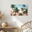 Art sur toile, cocotiers contre ciel rose-1815890265