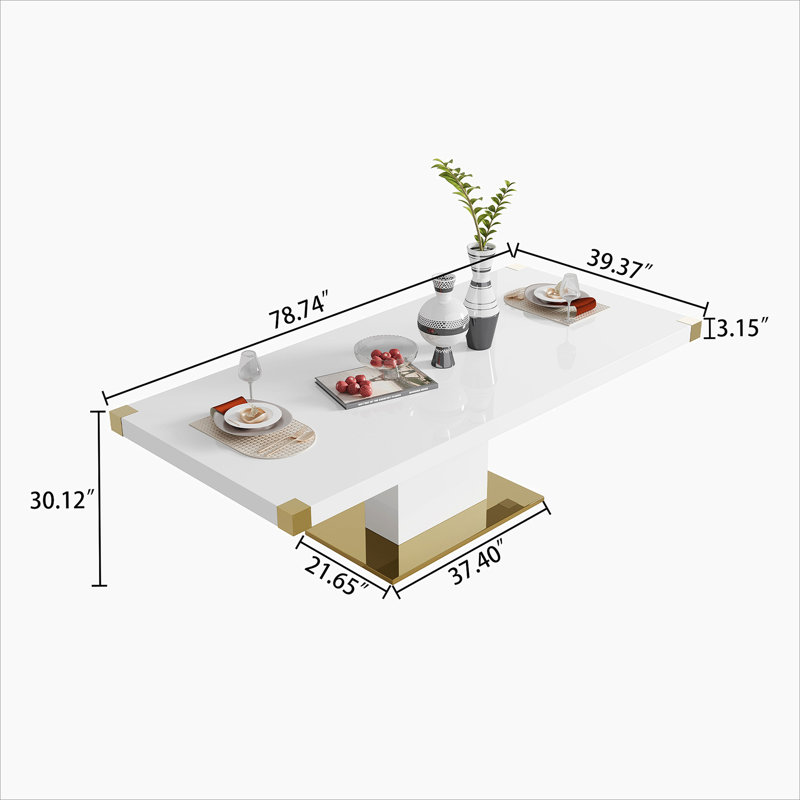 1 Piece Rectangular Dining Table without Chair, White