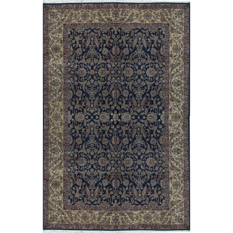 Marquis Wool Oriental Area Rug in Navy/Beige