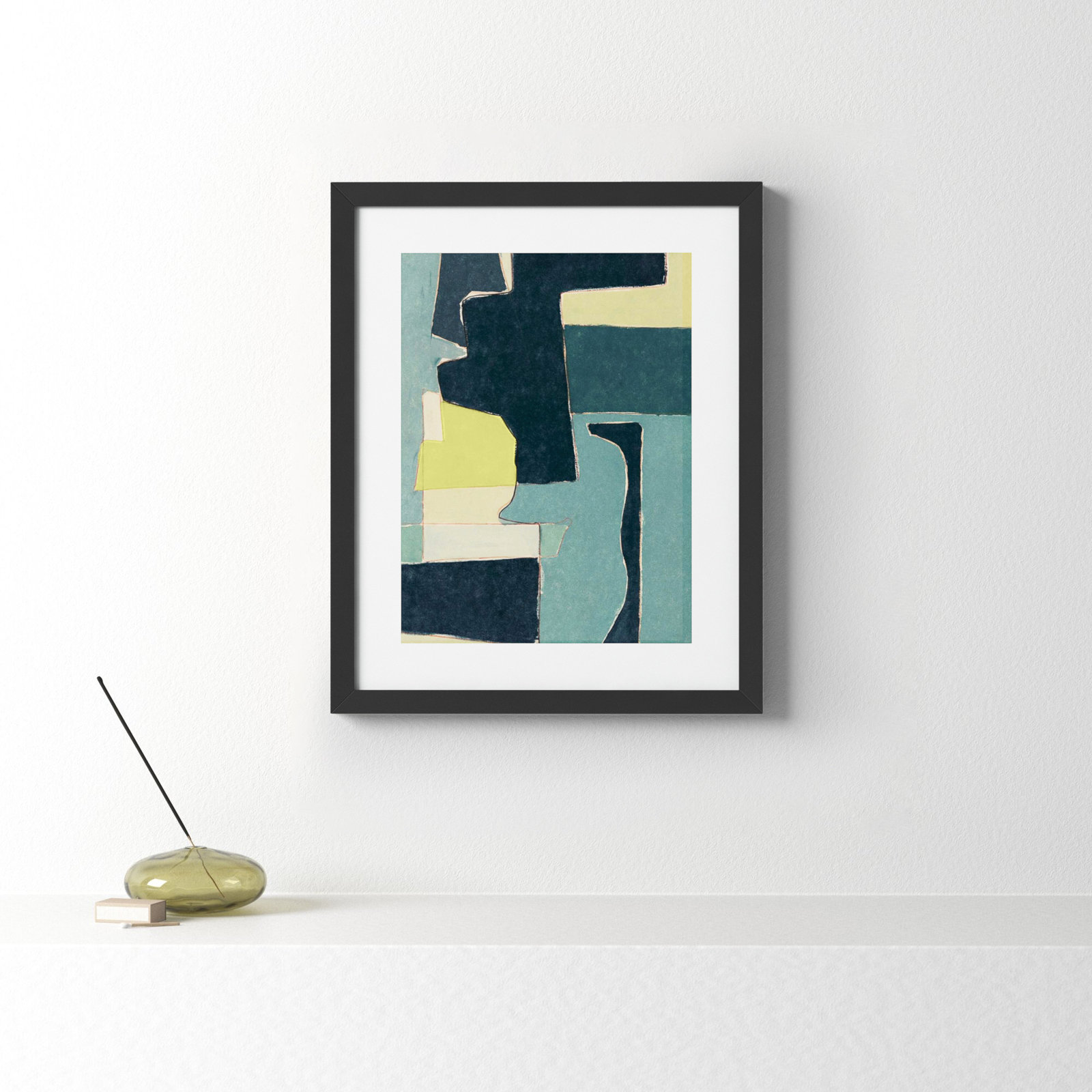 Blue Note II Wall Art by Rob Delamater, Noir Black Framed Paper, 21.38" H x 17.38" W x 0.88" D