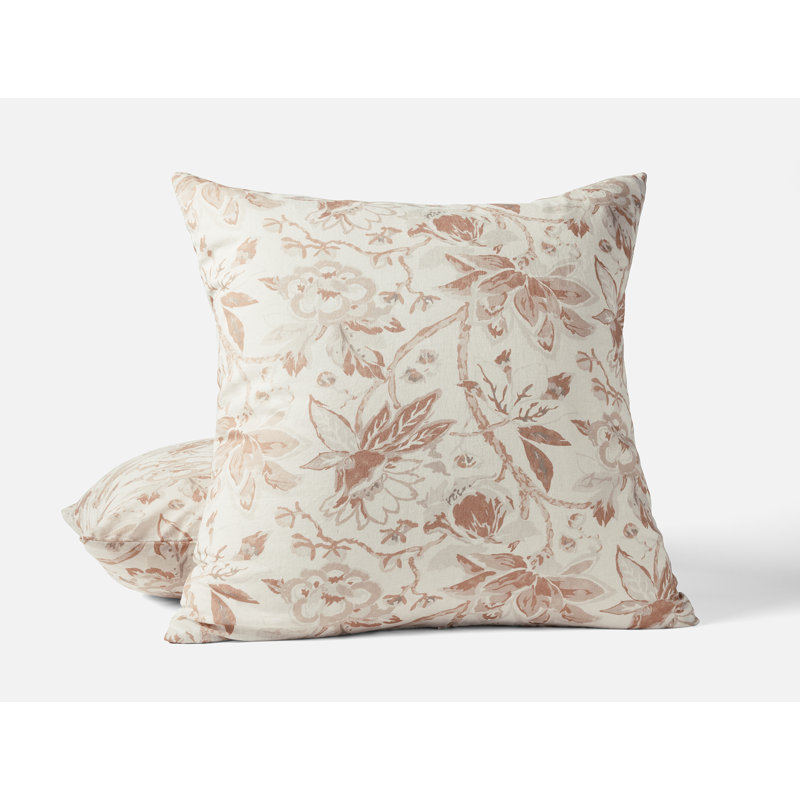 Sea Bloom Print Sham King Natural W/Sage, Natural w/Praline, Euro