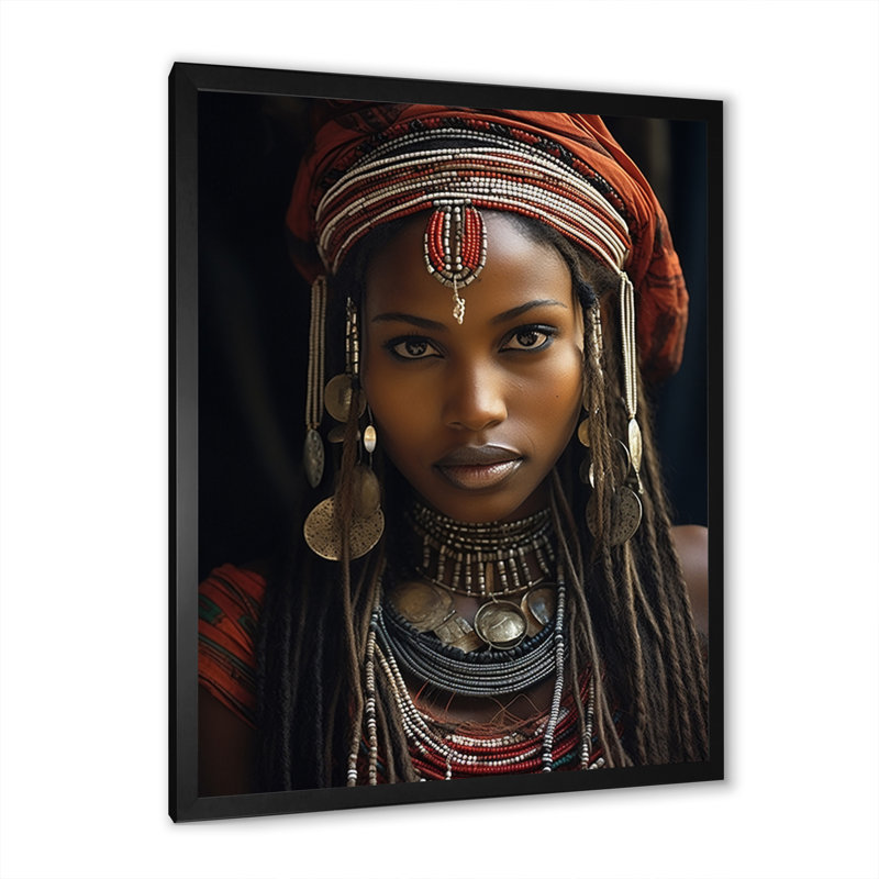 «Surekha African Tribes», impression sur toile, Cadre simple noir, H 20 po x l 12 po x P 1 po