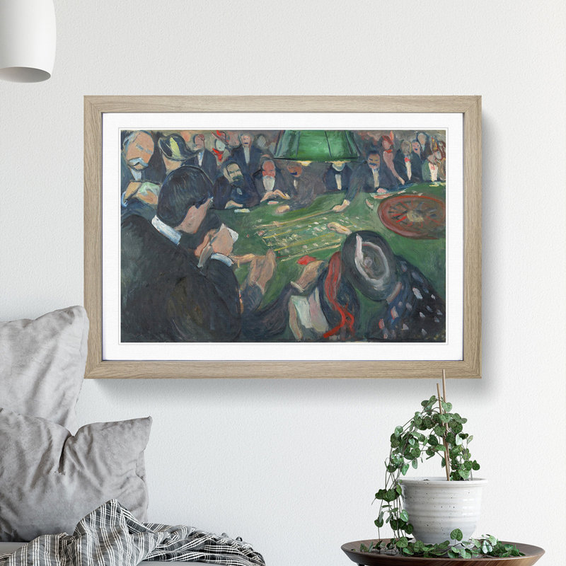 At the Roulette Table by Edvard Munch - Picture Frame Painting, 36cm H x 48cm W x 2cm D, Oak Framed