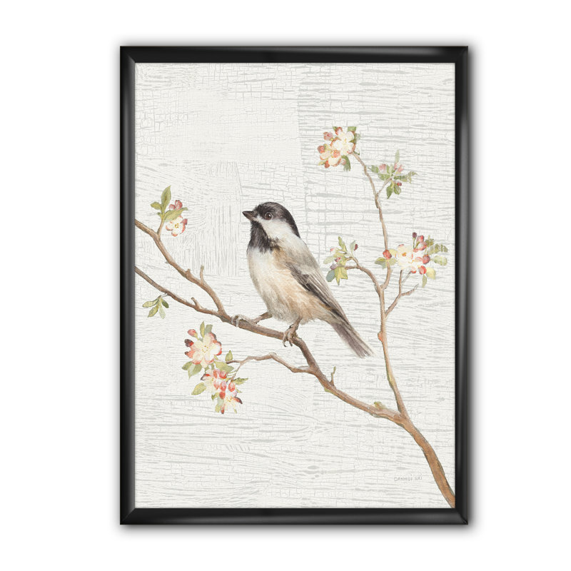 « oiseaux on fleur i », reproduction d’image sur toile, H 40 po x l 30 po x P 1,5 po, Cadre noir