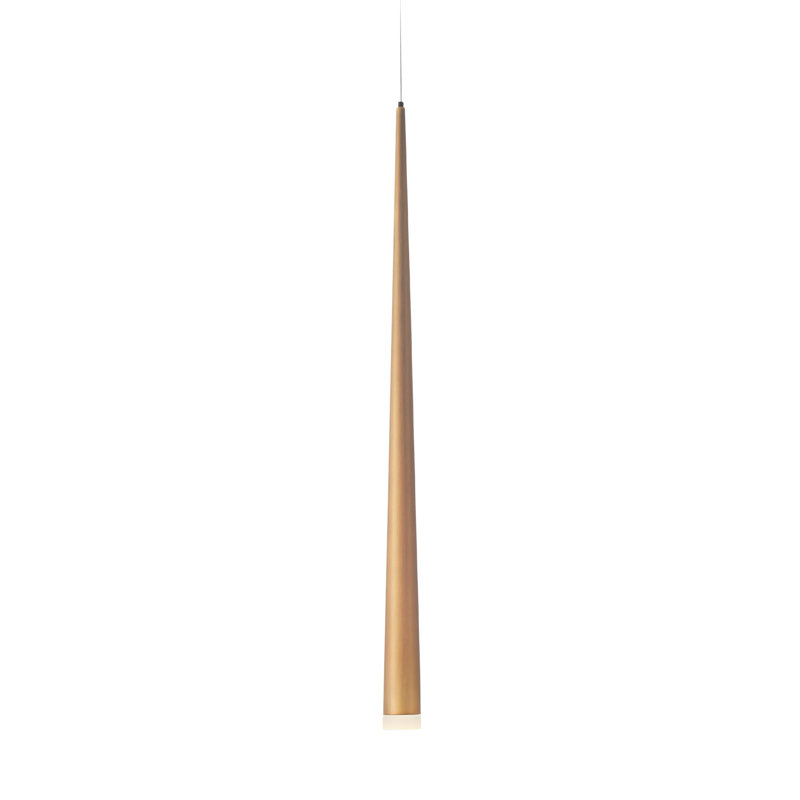 Cascade 1 - Light LED Pendant, 19" H x 1.5" W x 1.5" D, Aged Brass