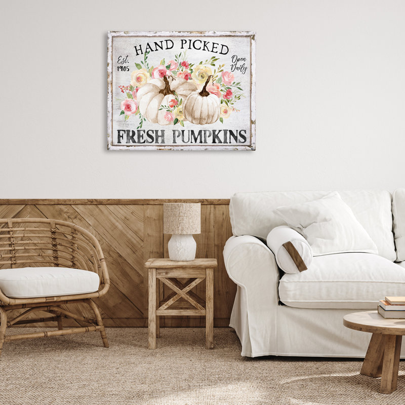 Art mural sur toile citrouilles cueillies à la main par Creatif Belle, H 30 po x l 40 po