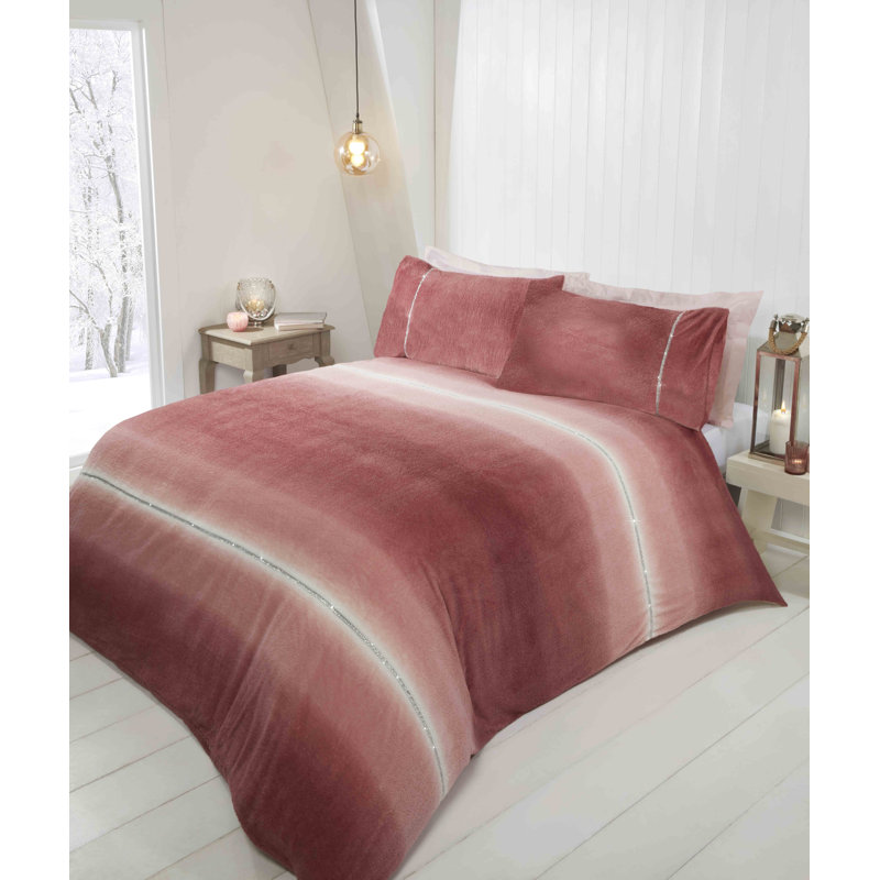 Newburn Ombre Bedding with Pillowcases, Pink, Single Duvet Cover + 1 Standard Pillowcase