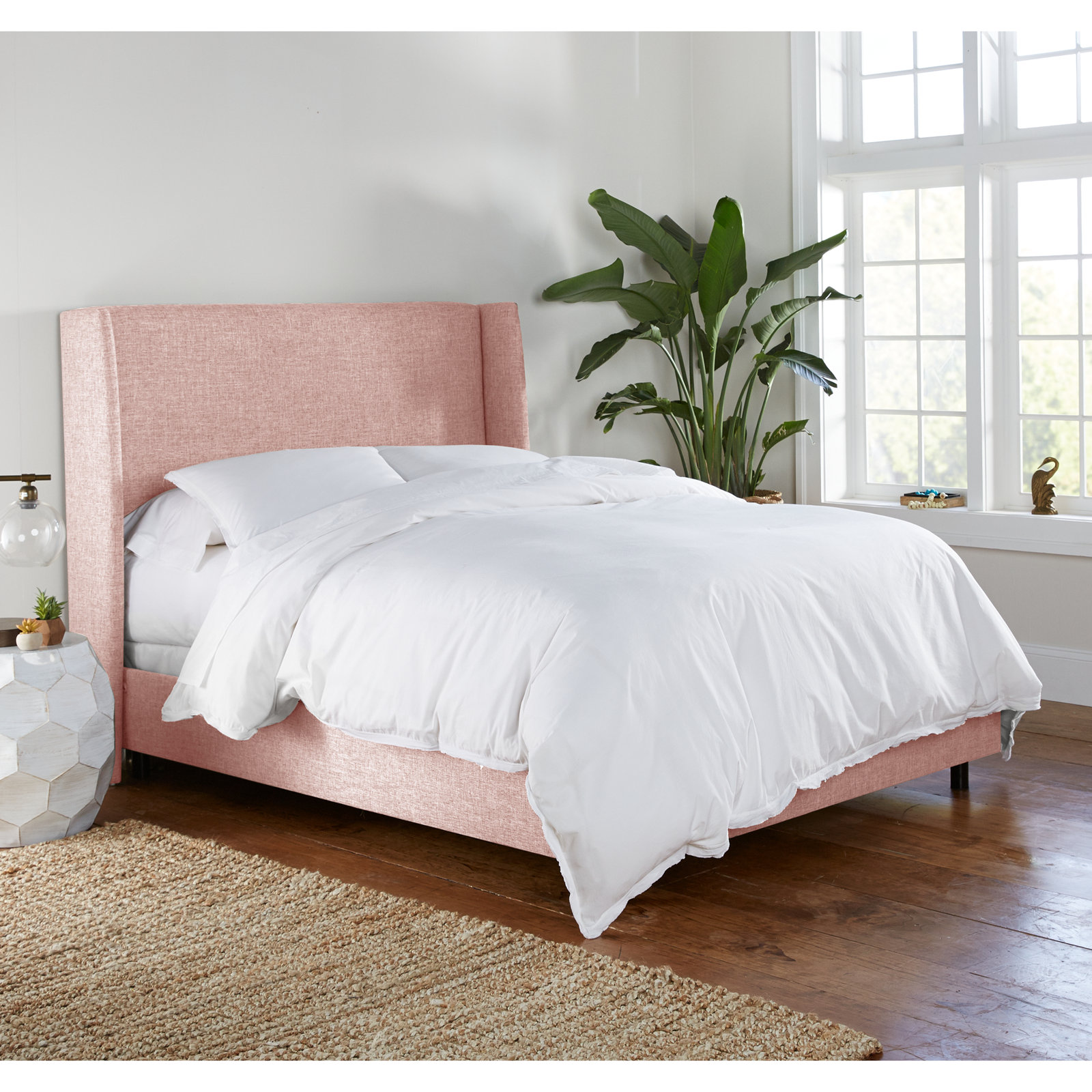 Tilly Upholstered Bed, Zuma Rosequartz Textured Linen, Full