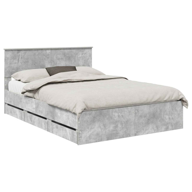 Bed, European Kingsize (160 x 200 cm), Concrete Grey