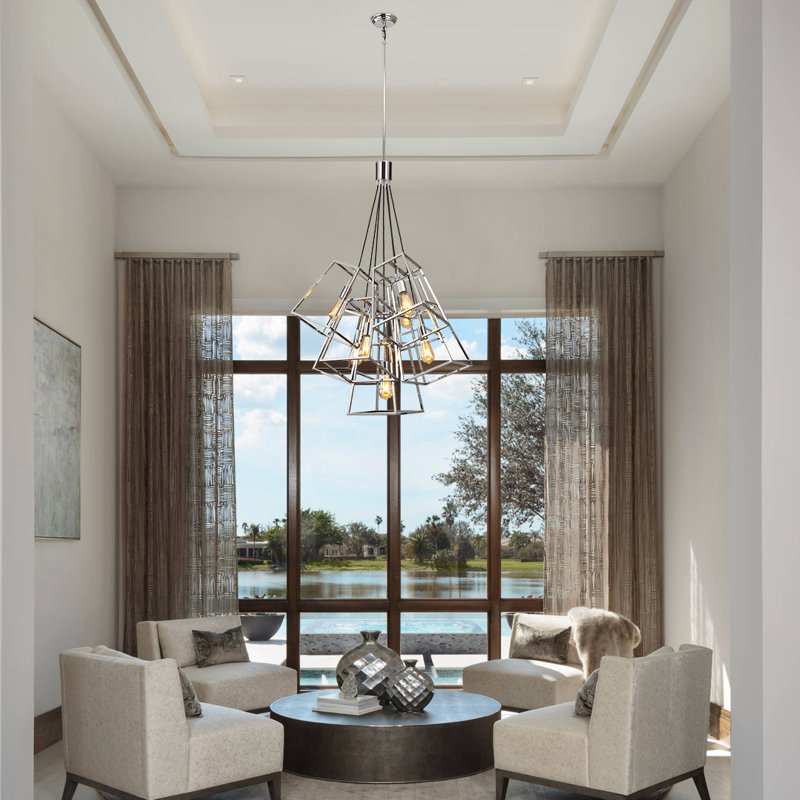 Elsje 29.1" W 7-Light Dimmable Cluster Pendant, Chrome