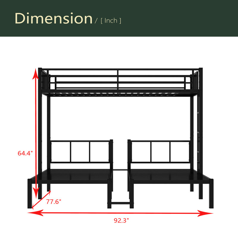 Triple Bunk Bed For Kids,3 Bed Bunk Beds For 3,Metal Triple Bunk Beds,Separates Into 3 Twin Beds,Noise Reduced Structure