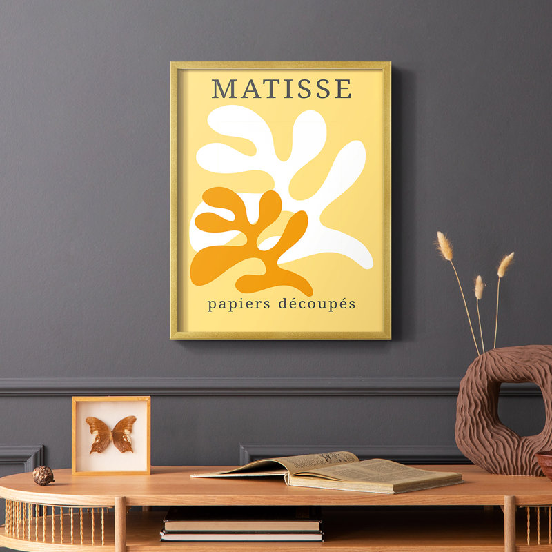Matisse CCCLVII Framed Print - Solid Wood, 28" H x 22" W, Gold