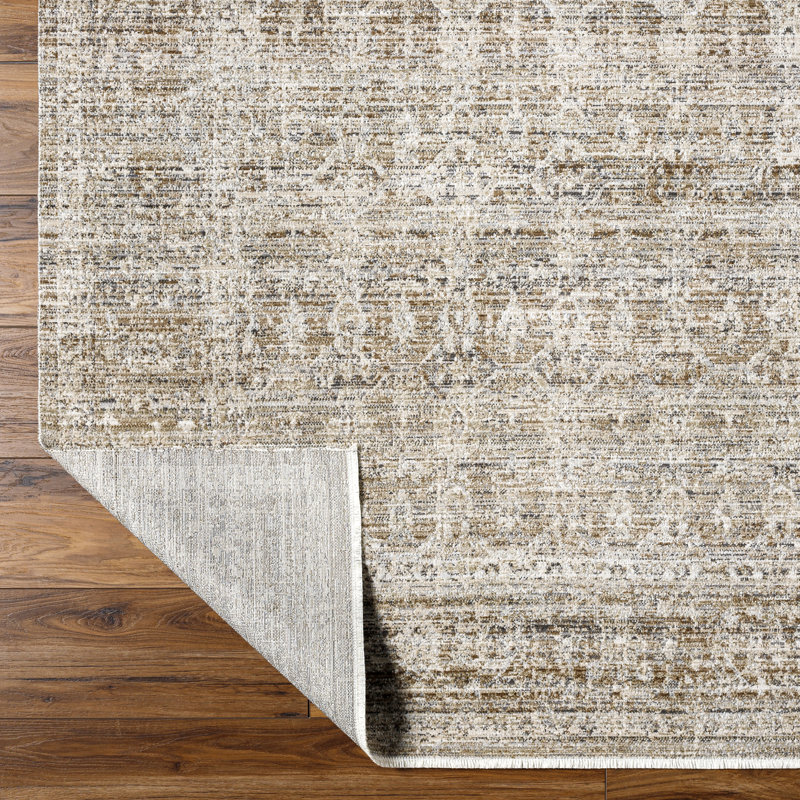 Margaret Gray and Brown Rectangular Washable Synthetic Rug