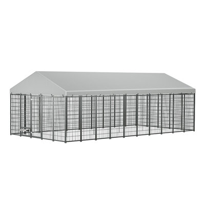 Large Dog Kennel Outdoor Pet Pens Dogs Run Enclosure Animal Hutch Metal Coop Fence with Roof Cover