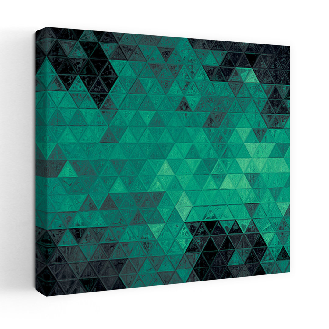 Teal Geometric Mosaic Abstract Colorful Geometric Wall Art Print