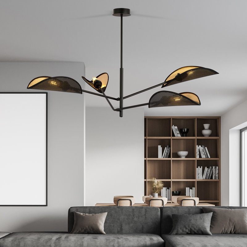 4 - Light Chandelier, Black/Gold