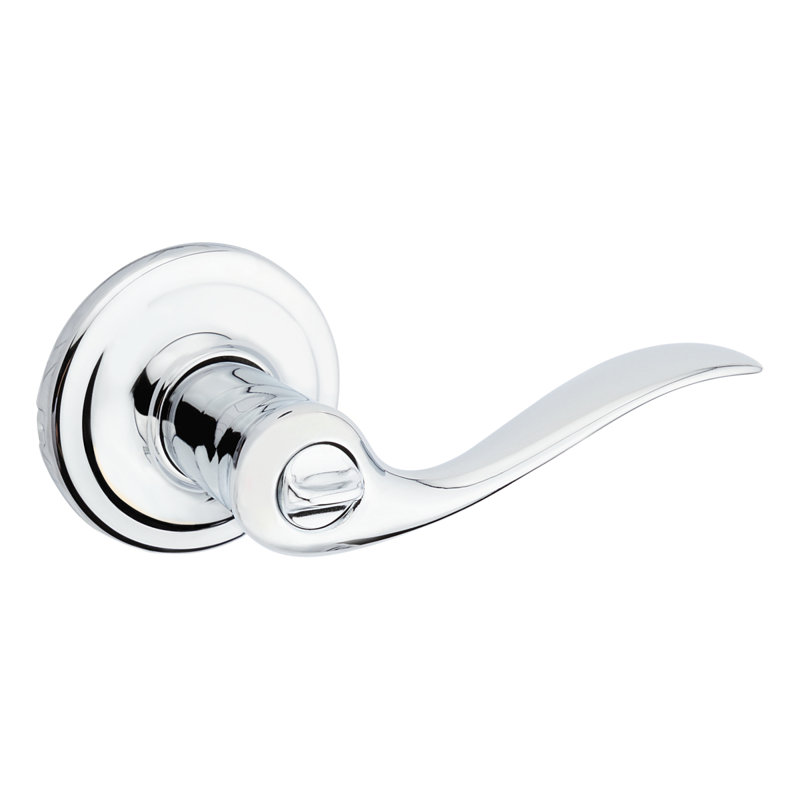 Tustin Keyed Entry Lever featuring SmartKey Security, Polished Chrome