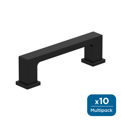 Bridgeport 3 inch (76mm) Center-to-Center Matte Black Cabinet Pull - 10 Pack