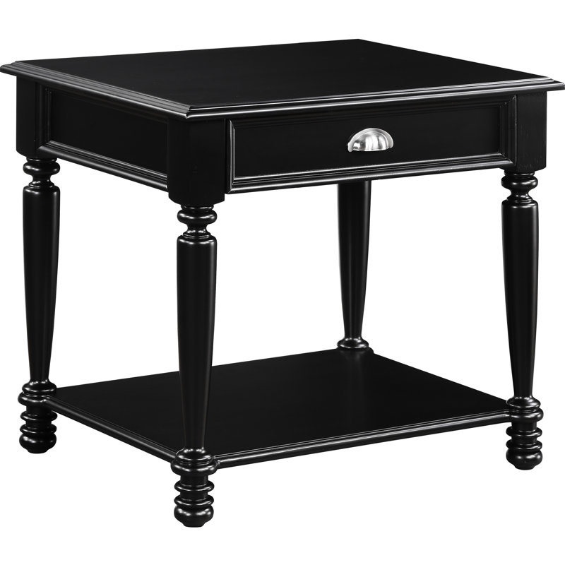 Table de bout avec tiroir et tablette Classic Black Finish