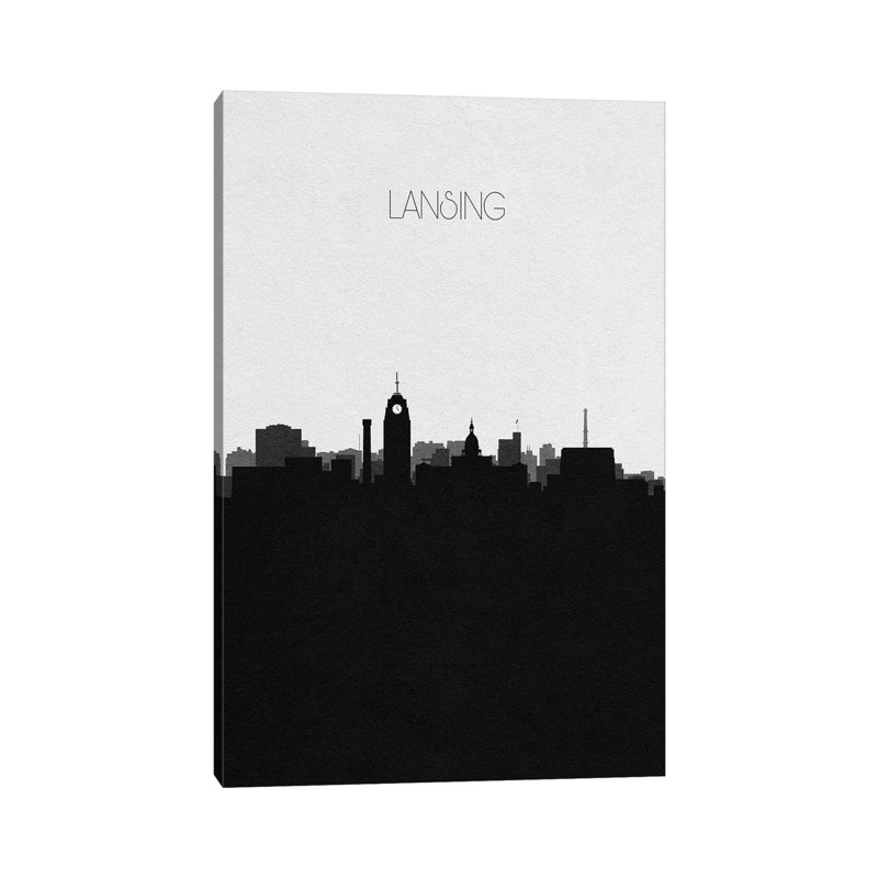 Lansing, Michigan City Skyline by Ayse Deniz Akerman - Wrapped Canvas Gallery-Wrapped Canvas Giclée, 20.32 cm H x 30.48 cm W