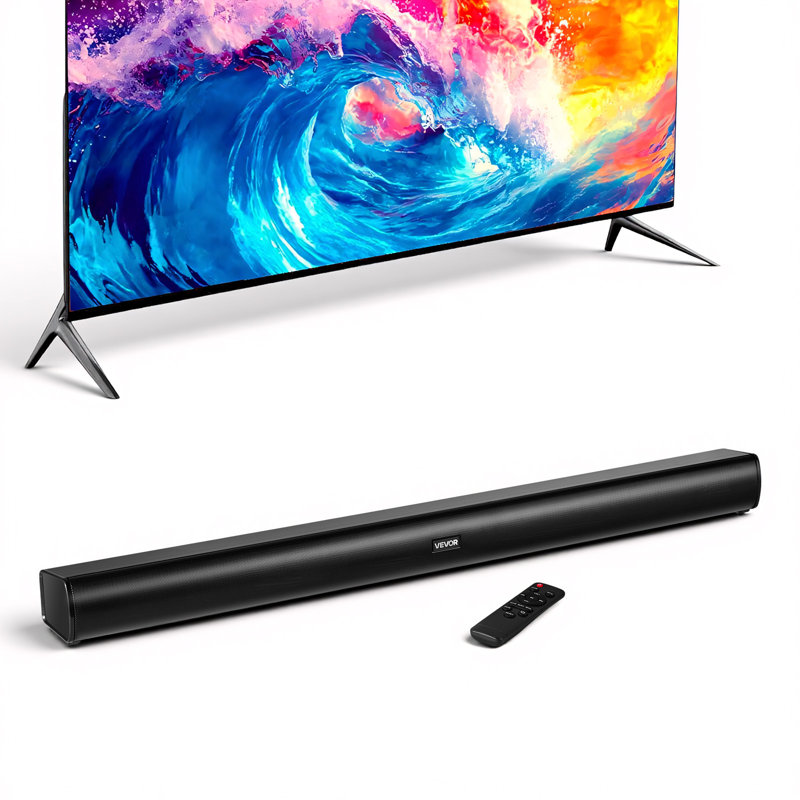 Barre de son pour téléviseur intelligent, 2,1 canaux, haut-parleurs compacts pour téléviseur de 35 pouces avec caisson de basses intégré pour projecteur, connexion AUX Bluetooth, installation facile, système de son ambiophonique de 120 W pour la maison