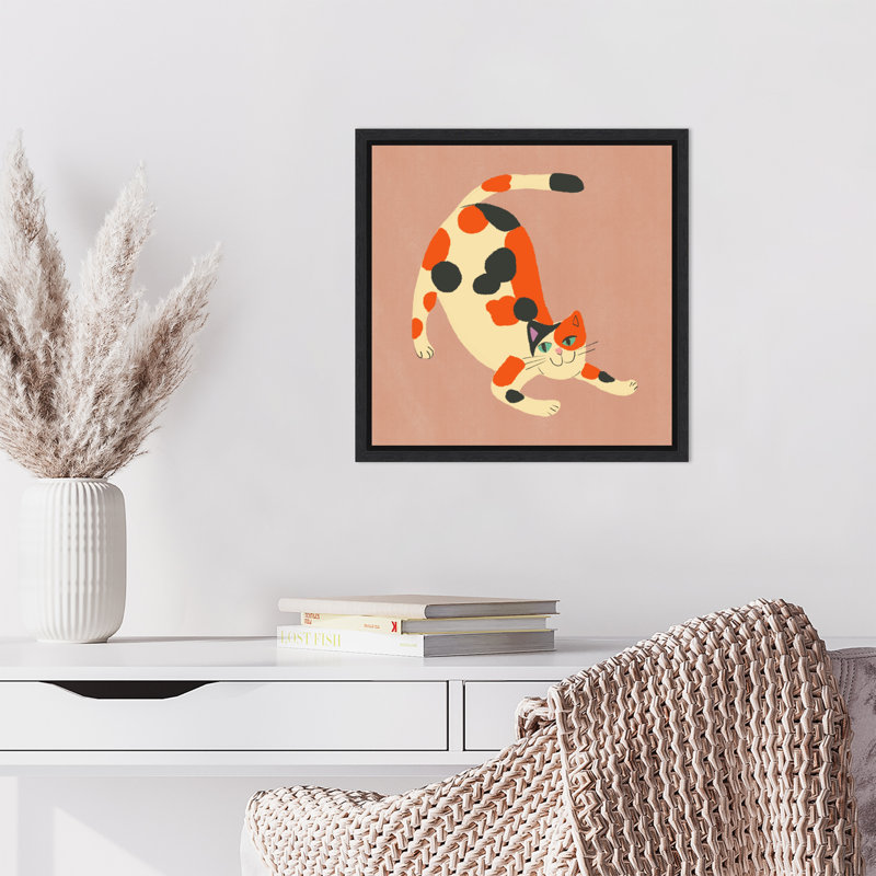 Playful Calico Cat by Irrizarry Framed Canvas Wall Art Print, 16" H x 16" W