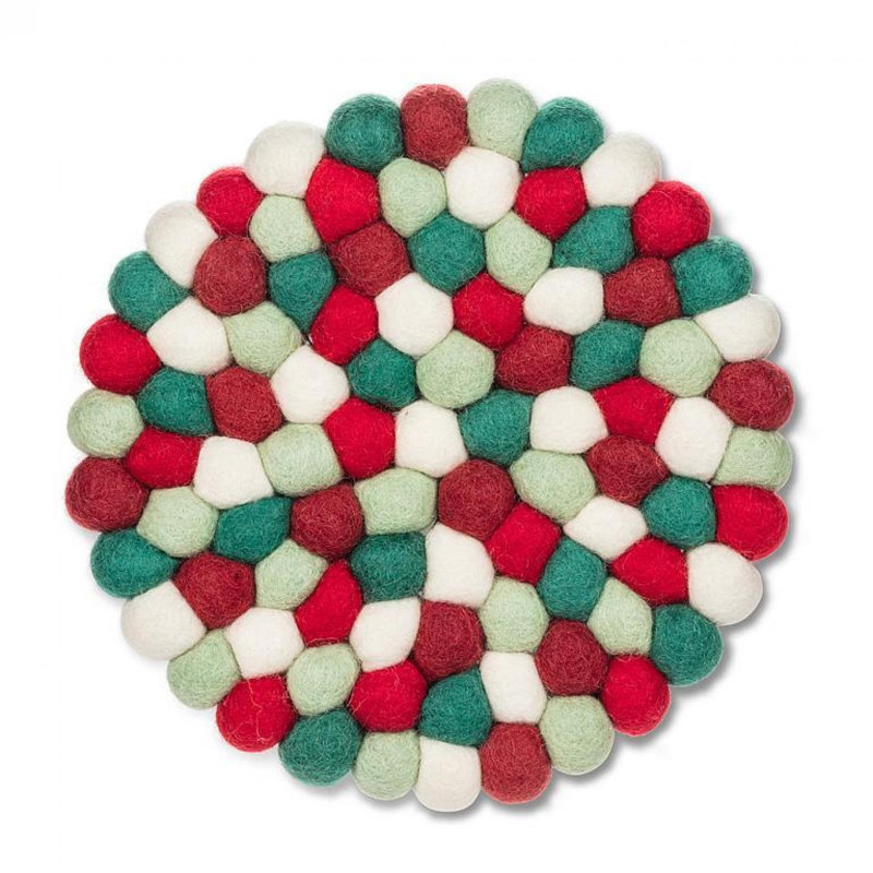 Holiday Colours Pompom Trivet