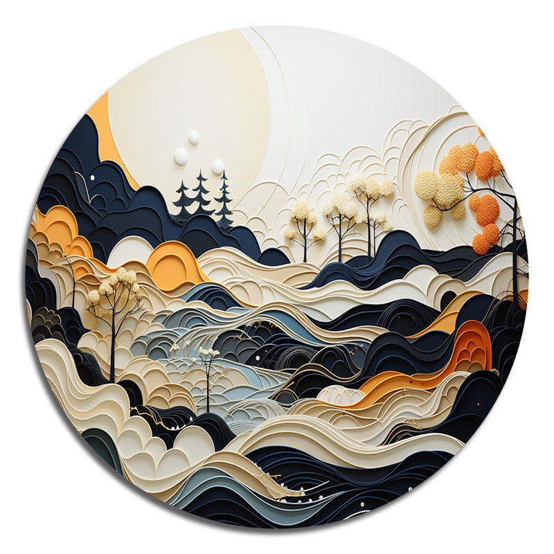 Walpole - Art abstrait rond en métal, H 16 po x l 16 po x P 1 po