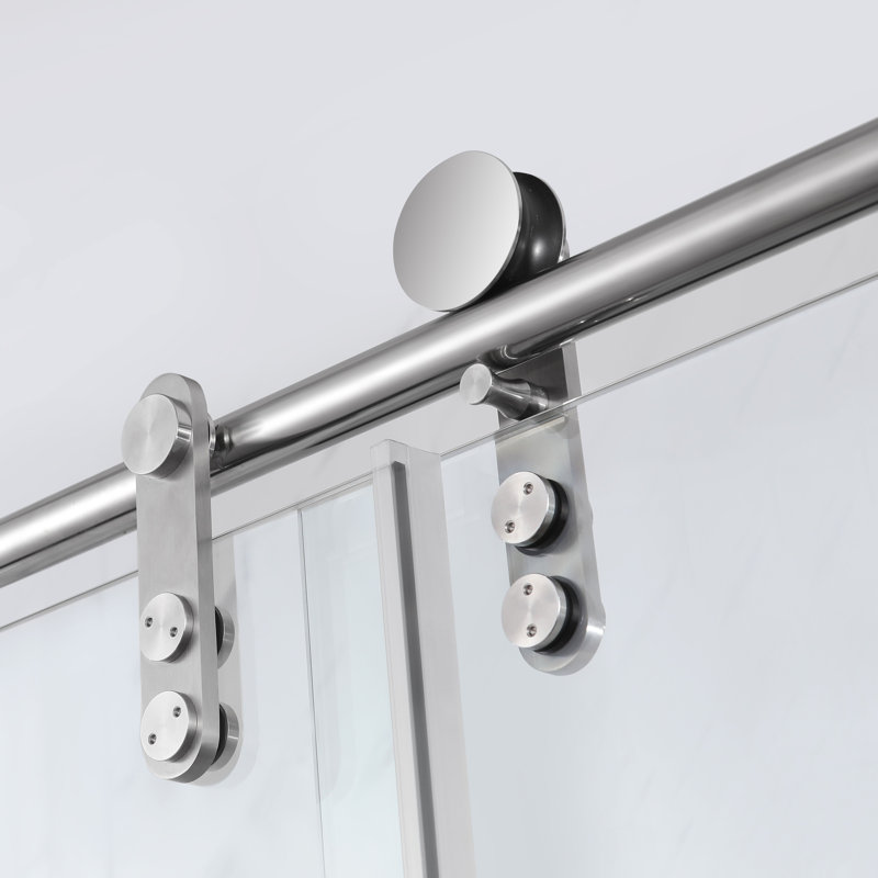 Glissière simple sans cadre de 44 à 48 po x H 76 po avec verre de 5/16 po (8 mm) et quincaillerie en acier inoxydable