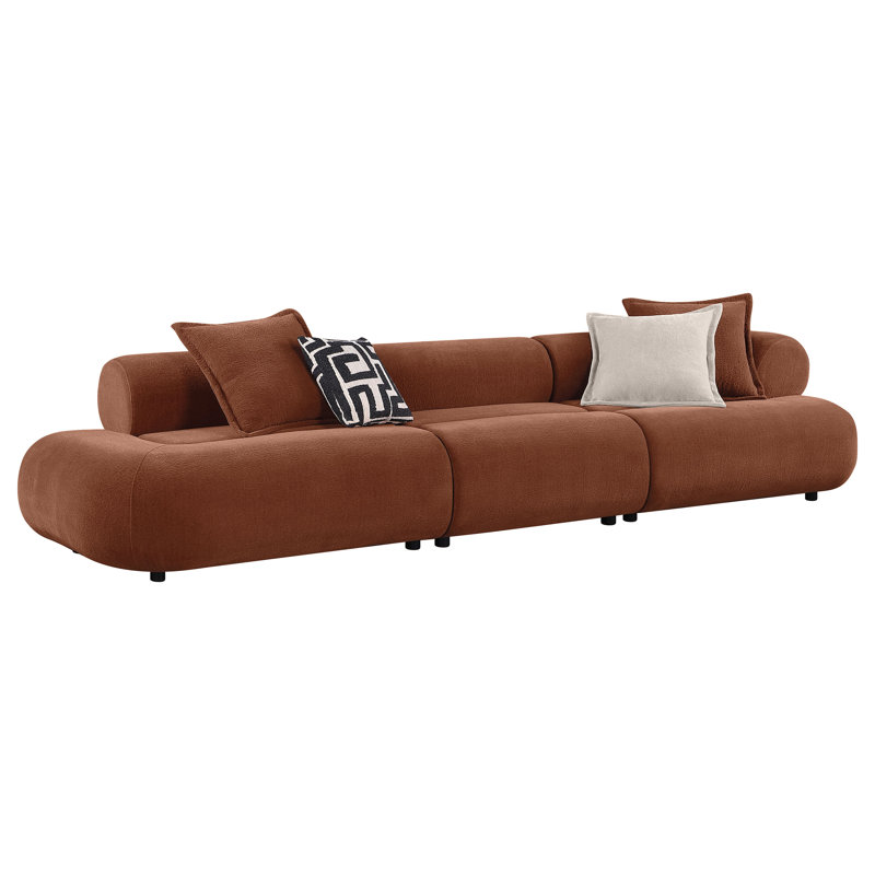 Canapé d'angle modulaire Byrne de 143 pouces en velours rouille, 29.5" H x 142.5" W x 42" D