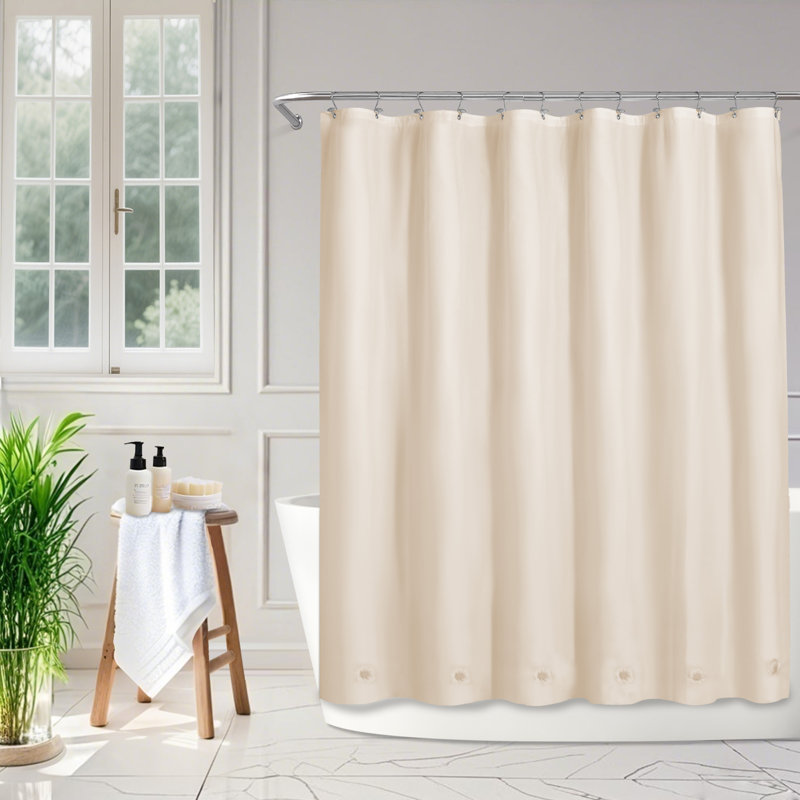 8G PEVA Solid Color Single Waterproof Shower Curtain Liner, 72"H x 72"W, Beige