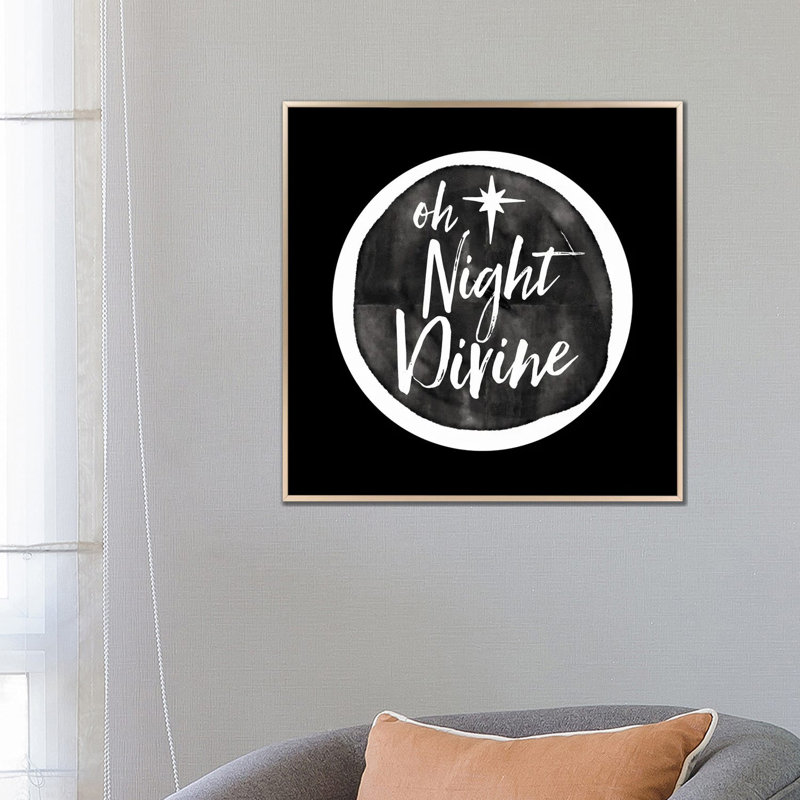 «Oh Night Divine», reproduction d'art sur toile encadrée, H 26 po x l 26 po, Cadre flottant sans passe-partout, Champagne