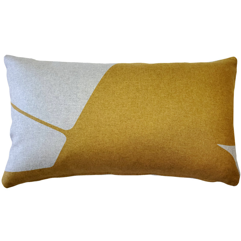 Gold and Light Gray Felt Rectangular Throw Pillow