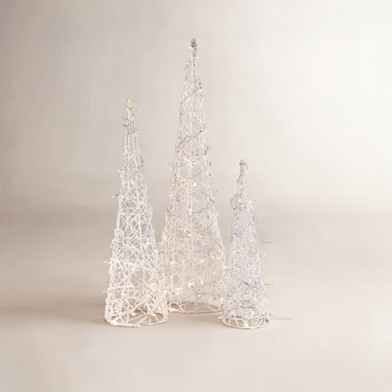 Pre-Lit White LED Vine Tree Set