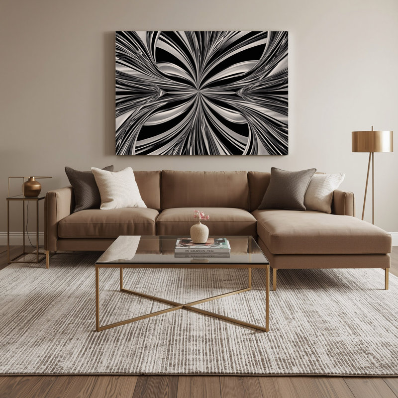 Art mural sur toile noir Op Art 3, H 24 po x l 36 po