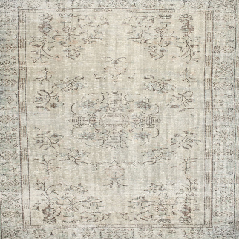 Tapis zone gris clair contemporaine, Carré 5 pi