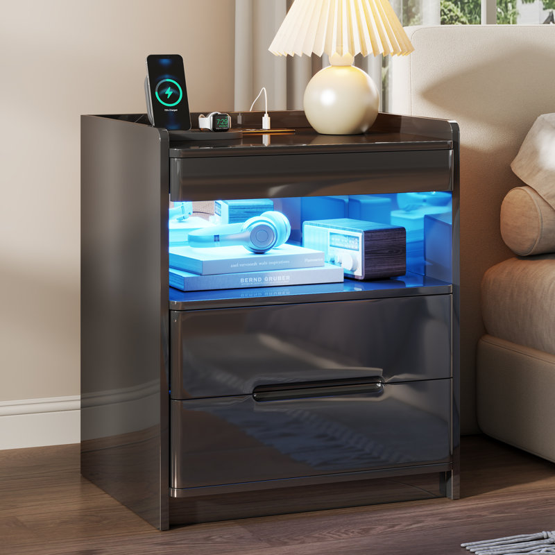 51 cm W Bedside Table, Black