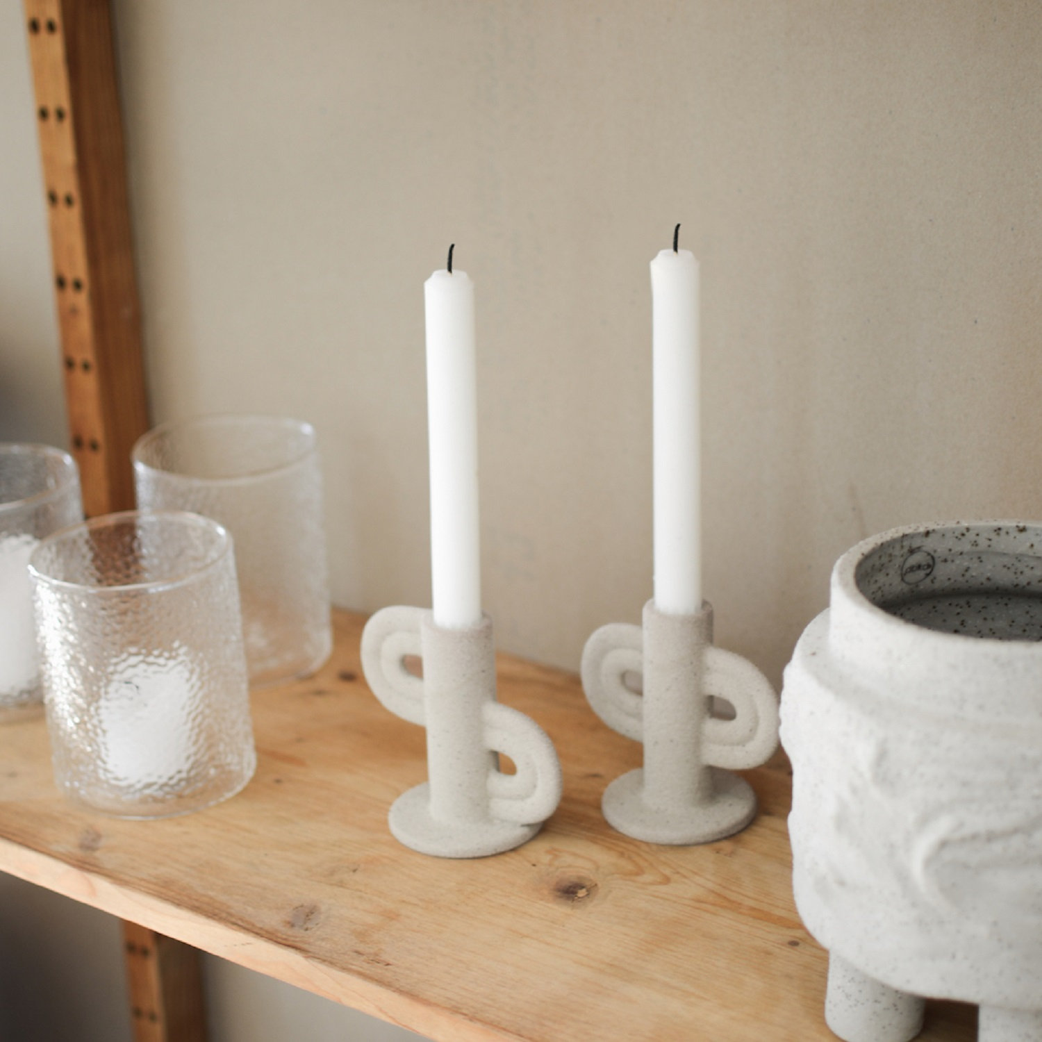 Shun Ceramic Candlestick Holder, Sand