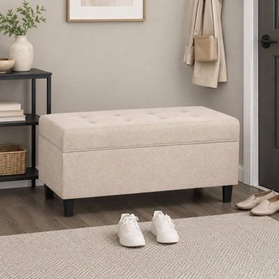Repose-pieds de rangement 40 po avec compartiment caché en lin pour le salon