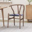 Fauteuil d'appoint Boho Mid-Century Wishbone en similicuir compact noir profond pour petits espaces