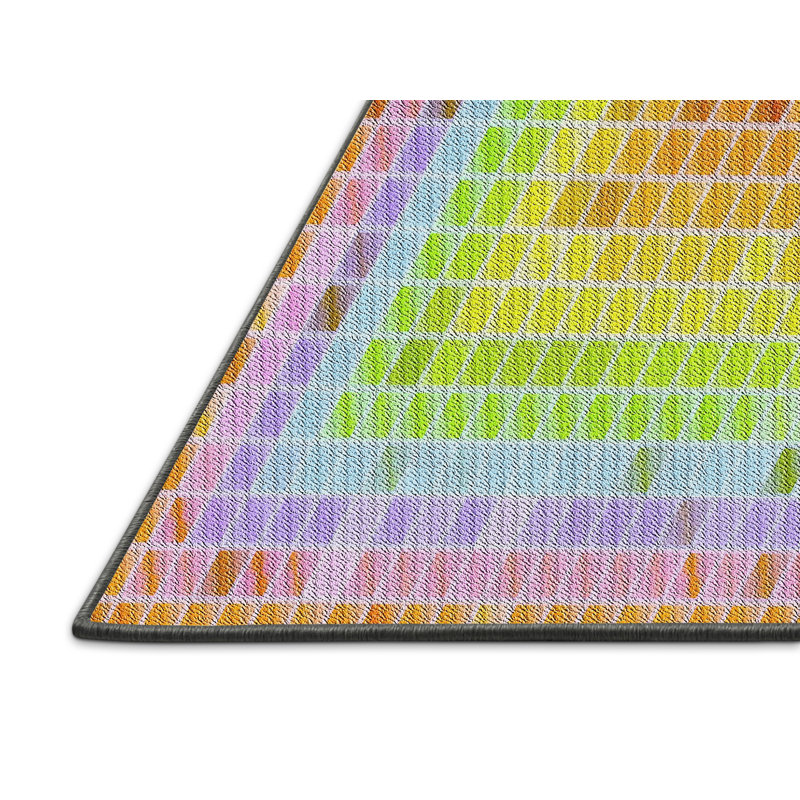 Tapis rose / vert Power Loom, Rectangle 5 pi x 7 pi