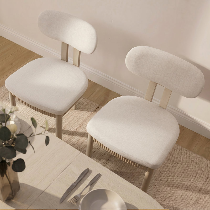 Ensemble de 2 chaises de salle à manger Mid-Century modernes, Beige