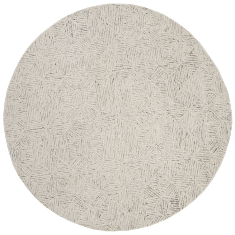 Linsly Geometric Hand Tufted Wool Ivory/Light Blue Area Rug