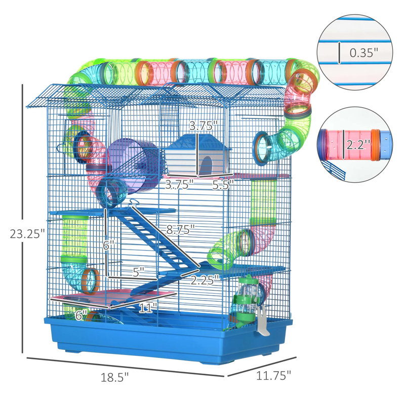 Versatile Hamster Cage with Multiple Play Features and User-Friendly Design